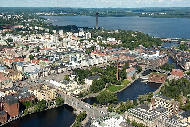 Aerial view of Tampere city centre