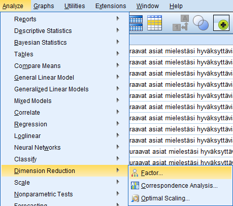 Faktorianalyysi - aloitus