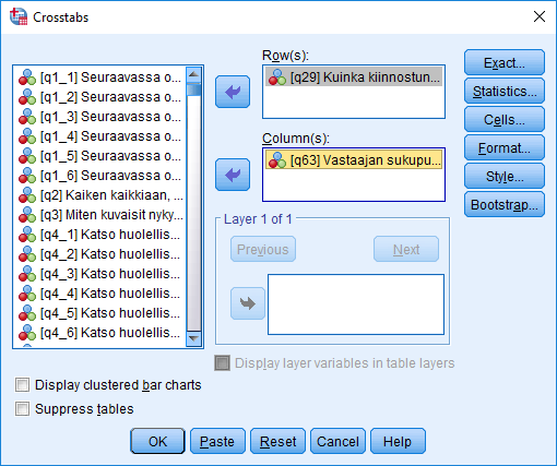 Crosstabs-ikkuna