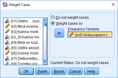 Weight Cases - painokerroinmuuttuja