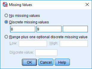 Missing Values-määritykset