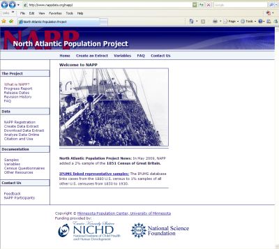 NAPP contains information on the population of North Atlantic countries from the 19th century.