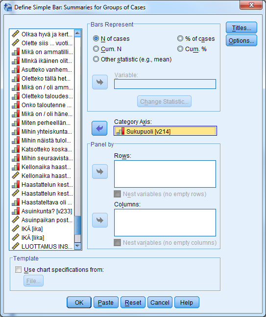 Define Simple Bar -taulu