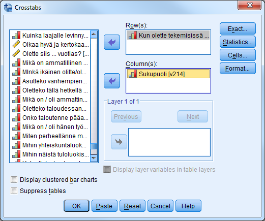 Crosstabs-ikkuna