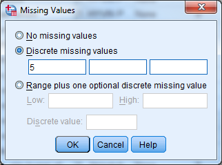 Missing Values-määritykset